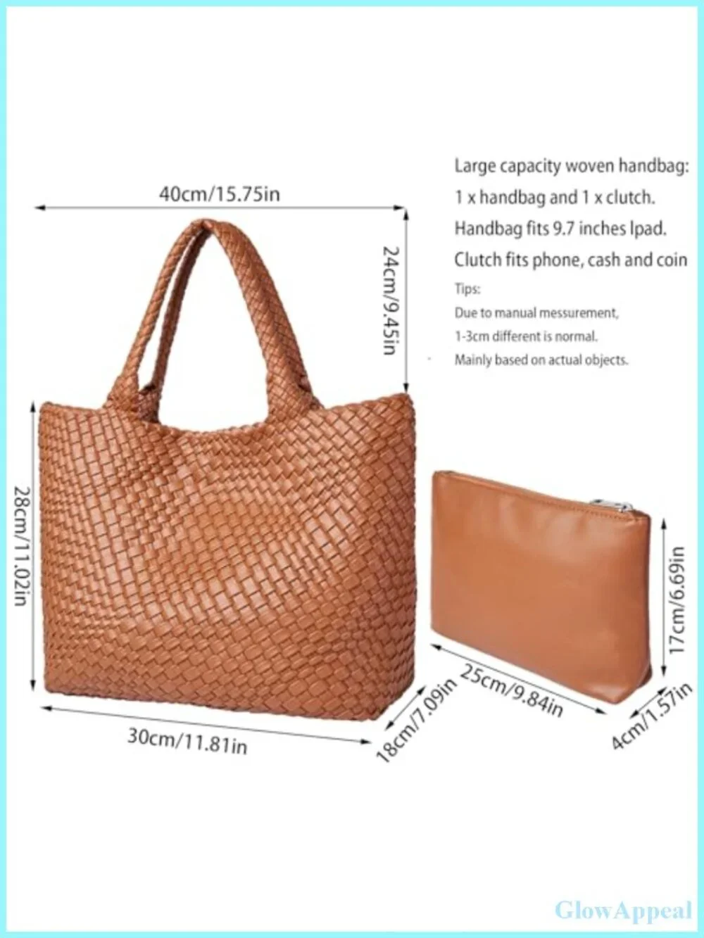 Woven Tote Bag for Women Soft Vegan Leather Large Shoulder Bag